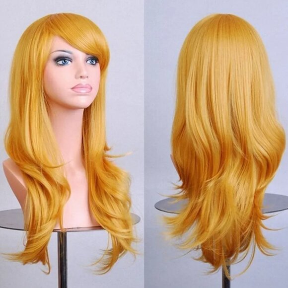 2/$30 NEW Long Layered Golden Wig with Bangs Role CosPlay Dress Up Halloween - Picture 3 of 4